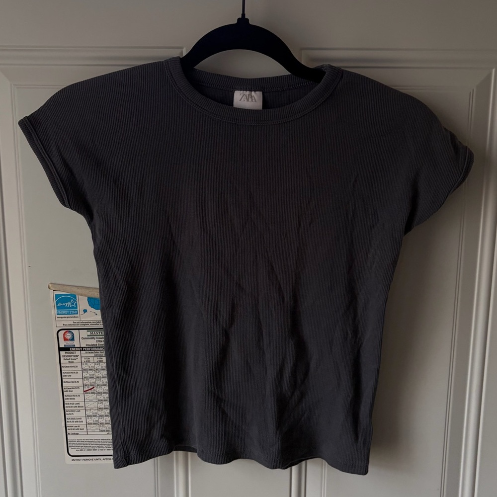 Zara Kids Ribbed Cap Sleeve Baby Tee